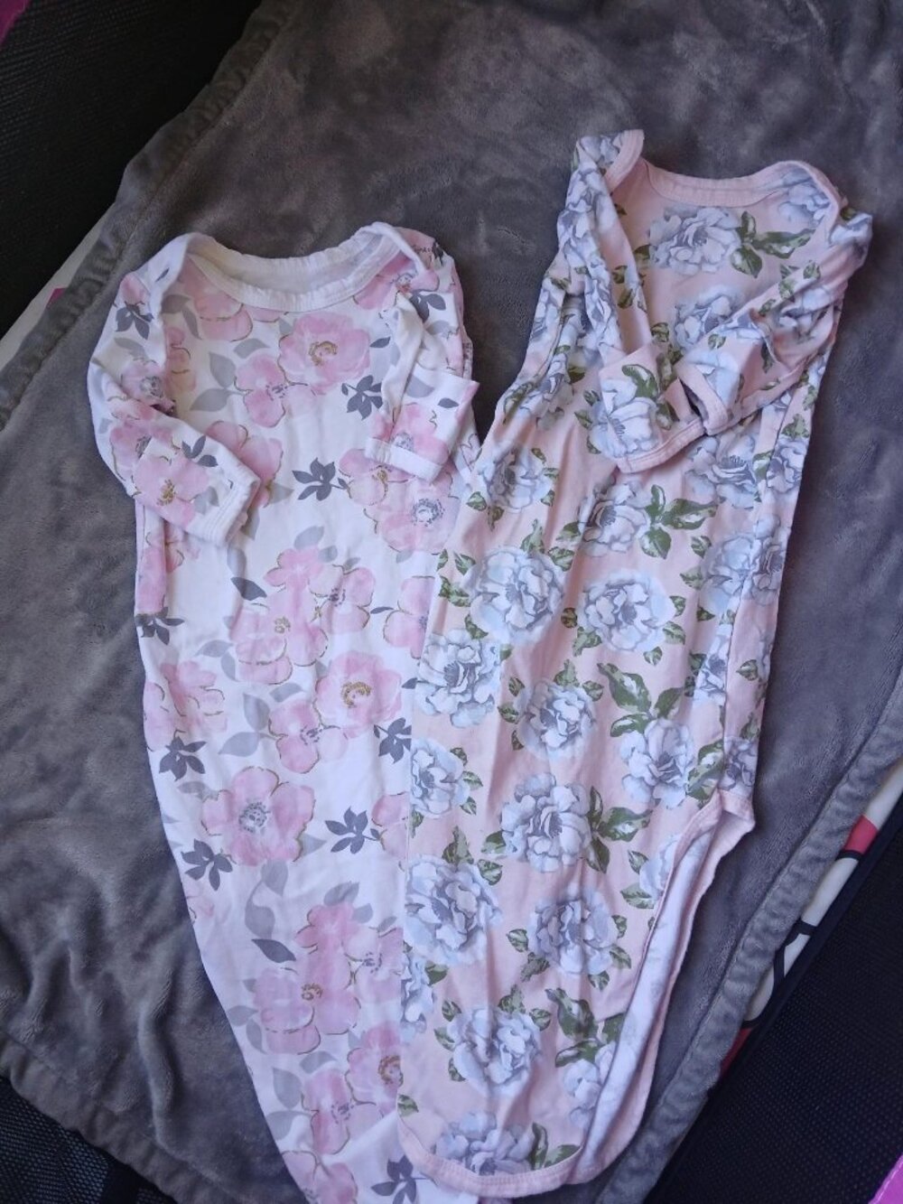 Baby Essentials Baby Girl Sleepers 3M - Knotted Gowns (2 pc)